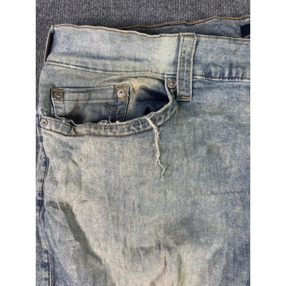 True Religion Rocco Jeans Mens 44 Blue Denim Acid Wash Relaxed Skinny Streetwear